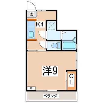 間取図 東北本線/郡山駅 徒歩25分 2-2階 築48年