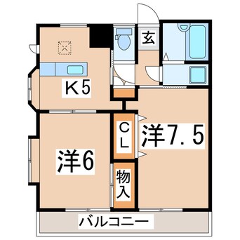 間取図 磐越西線<森と水とロマンの鉄道>/郡山富田駅 徒歩14分 1階 築33年