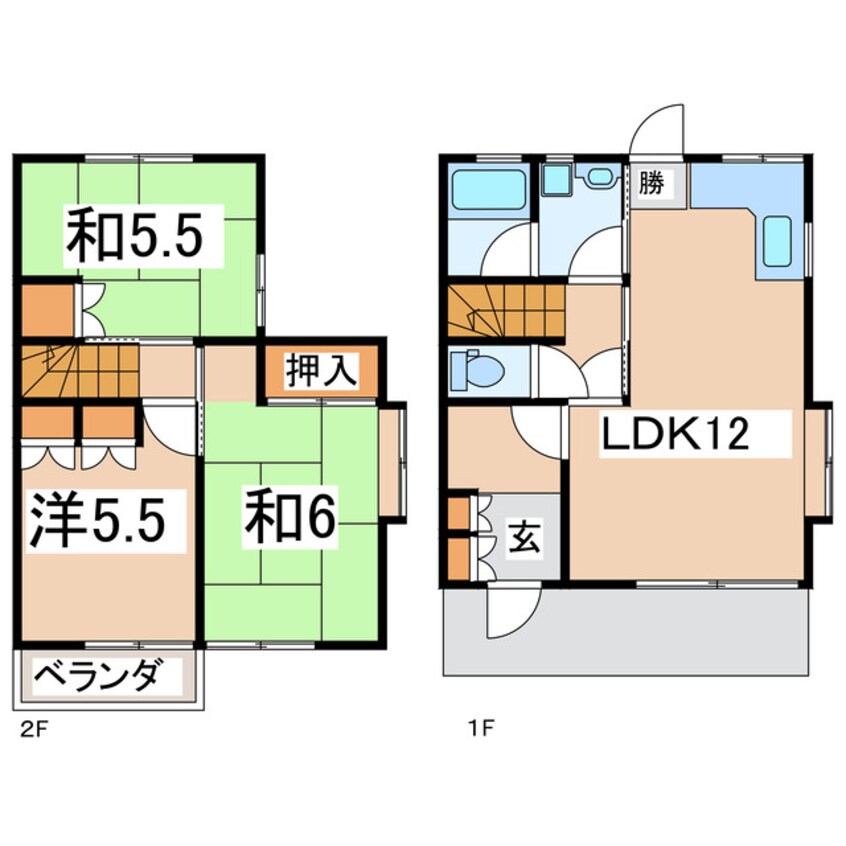 間取図 東北本線/郡山駅 徒歩23分 1-2階 築37年