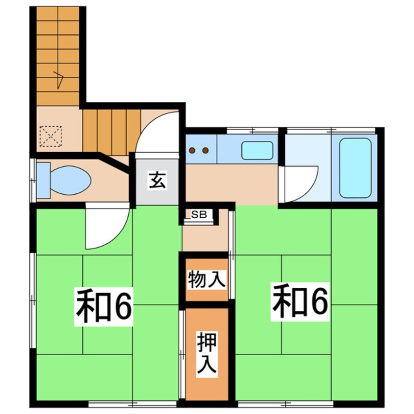 間取図 磐越西線<森と水とロマンの鉄道>/郡山富田駅 徒歩27分 2階 築46年