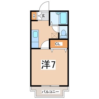 間取図 東北本線/郡山駅 徒歩20分 3階 築26年