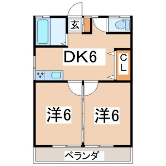 間取図 磐越西線<森と水とロマンの鉄道>/郡山富田駅 徒歩27分 2階 築41年