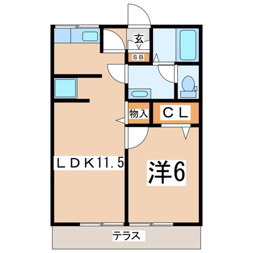 間取図 磐越西線<森と水とロマンの鉄道>/郡山富田駅 徒歩27分 1階 築38年