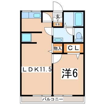 間取図 磐越西線<森と水とロマンの鉄道>/郡山富田駅 徒歩27分 2階 築38年