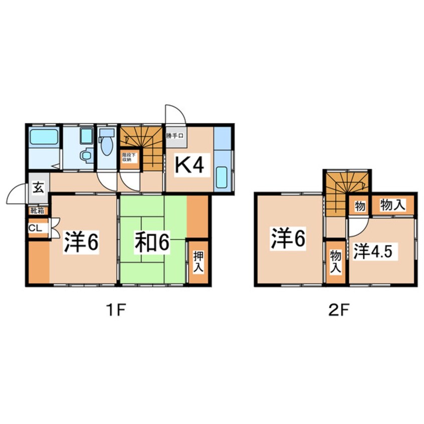 間取図 磐越西線<森と水とロマンの鉄道>/郡山富田駅 徒歩27分 1-2階 築30年