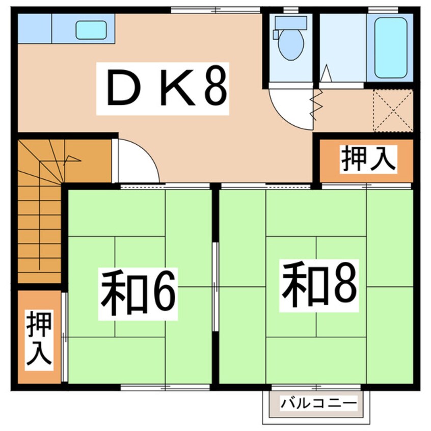 間取図 磐越西線<森と水とロマンの鉄道>/安子ケ島駅 徒歩5分 2階 築24年