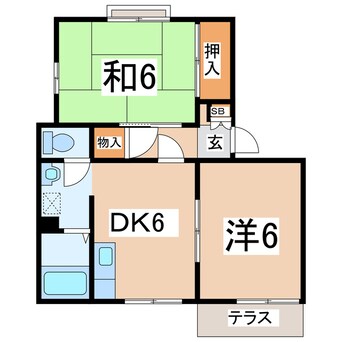 間取図 磐越西線<森と水とロマンの鉄道>/郡山富田駅 徒歩11分 1階 築37年