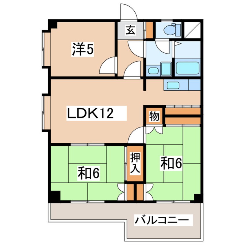 間取図 東北本線/郡山駅 バス15分開成二丁目下車:停歩5分 3階 築36年