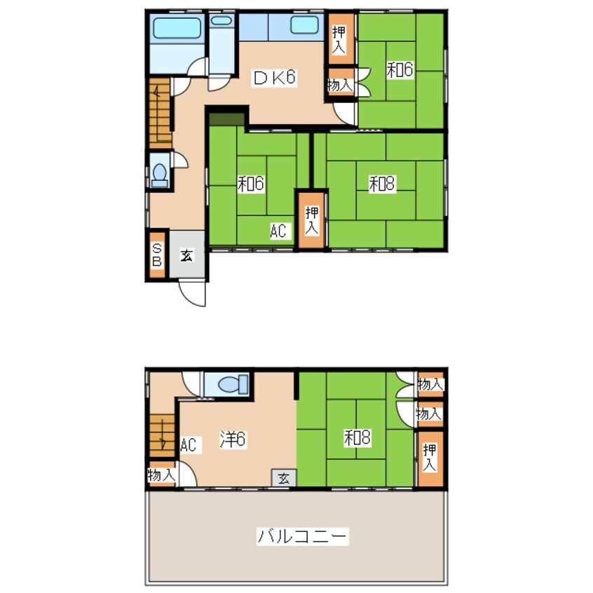 間取図 東北本線/郡山駅 徒歩13分 1-2階 築47年