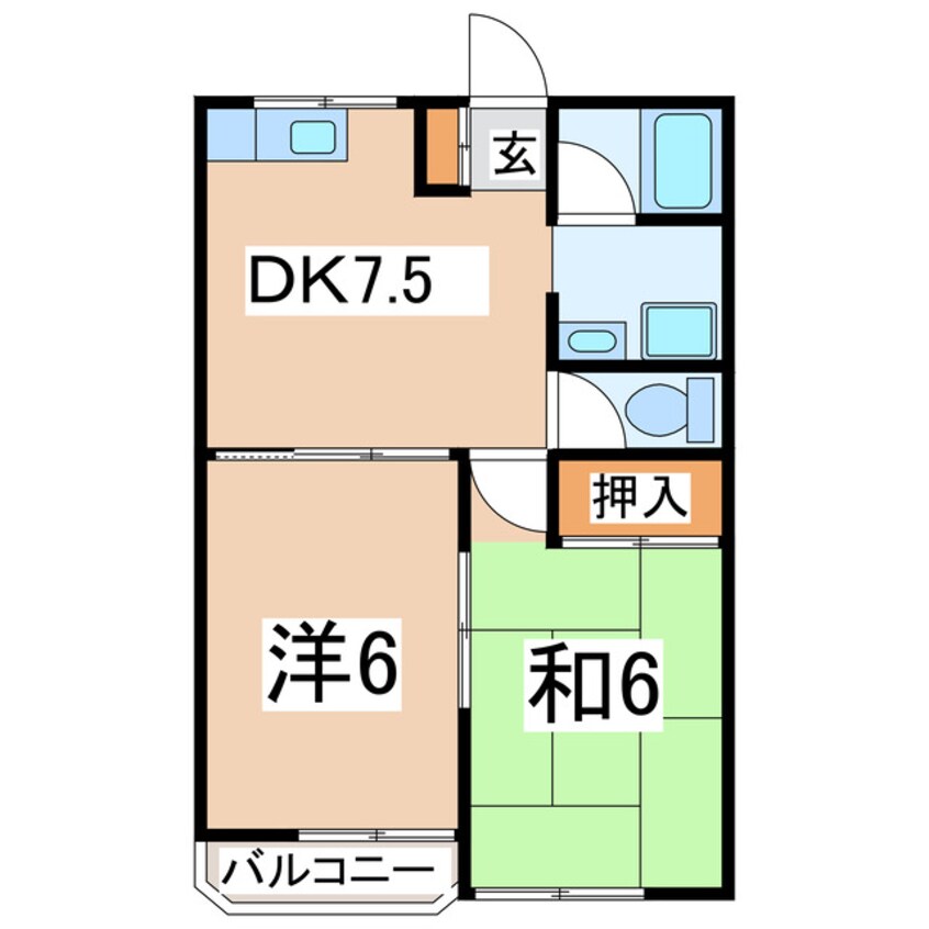 間取図 東北本線/郡山駅 徒歩39分 1階 築31年