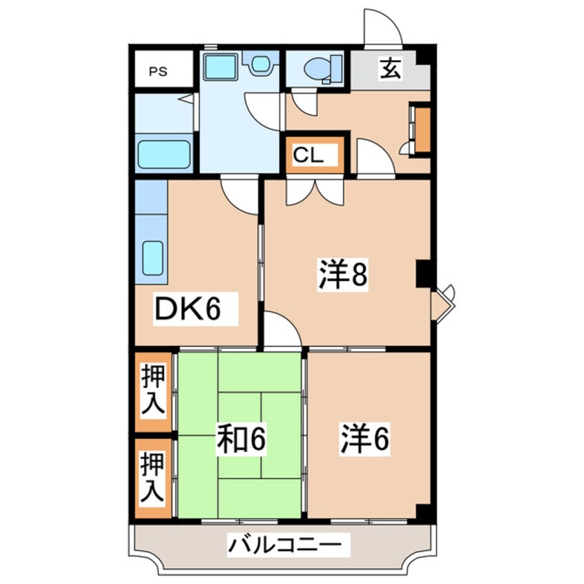 間取図 東北本線/安積永盛駅 徒歩24分 2階 築35年