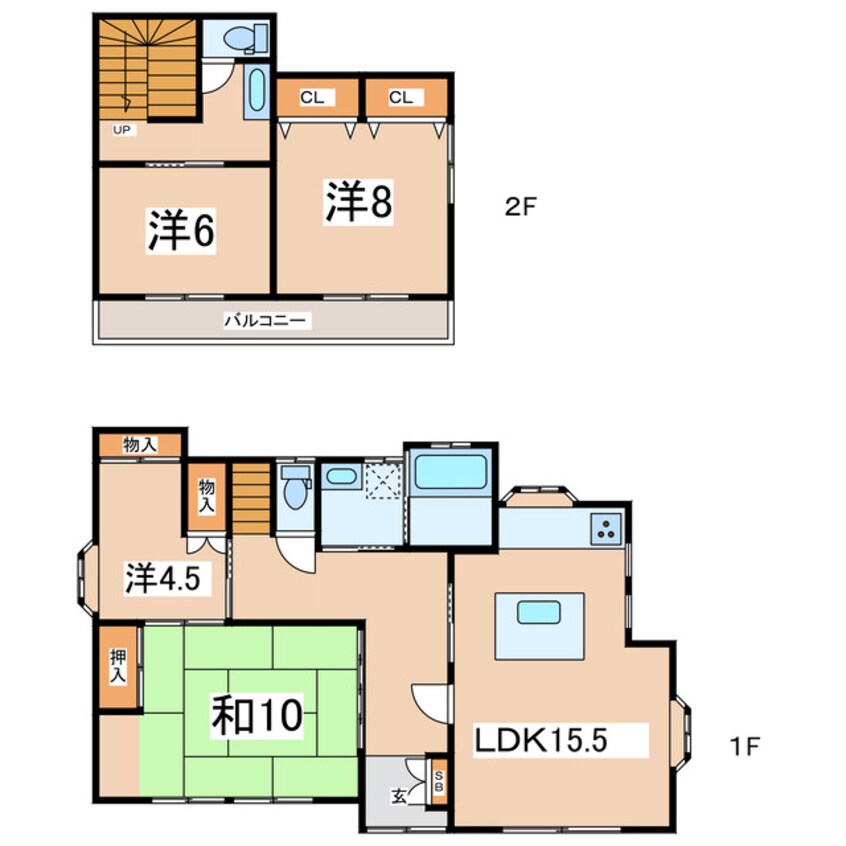 間取図 東北本線/郡山駅 徒歩22分 1階 築27年