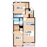 東北本線/郡山駅 徒歩26分 3階 築9年 2LDKの間取り