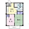 ニューシティウエストＡ 2DKの間取り