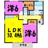オーククレストⅢ 2LDKの間取り