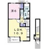 アンソレイエ　ダイアン 1LDKの間取り