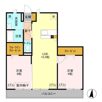 間取図 D-roomあずま町A