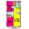 D-roomあずま町A 2LDKの間取り