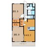 グランデュールⅢ 2DKの間取り