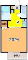 ノリサダコーポＢ棟 1Kの間取り