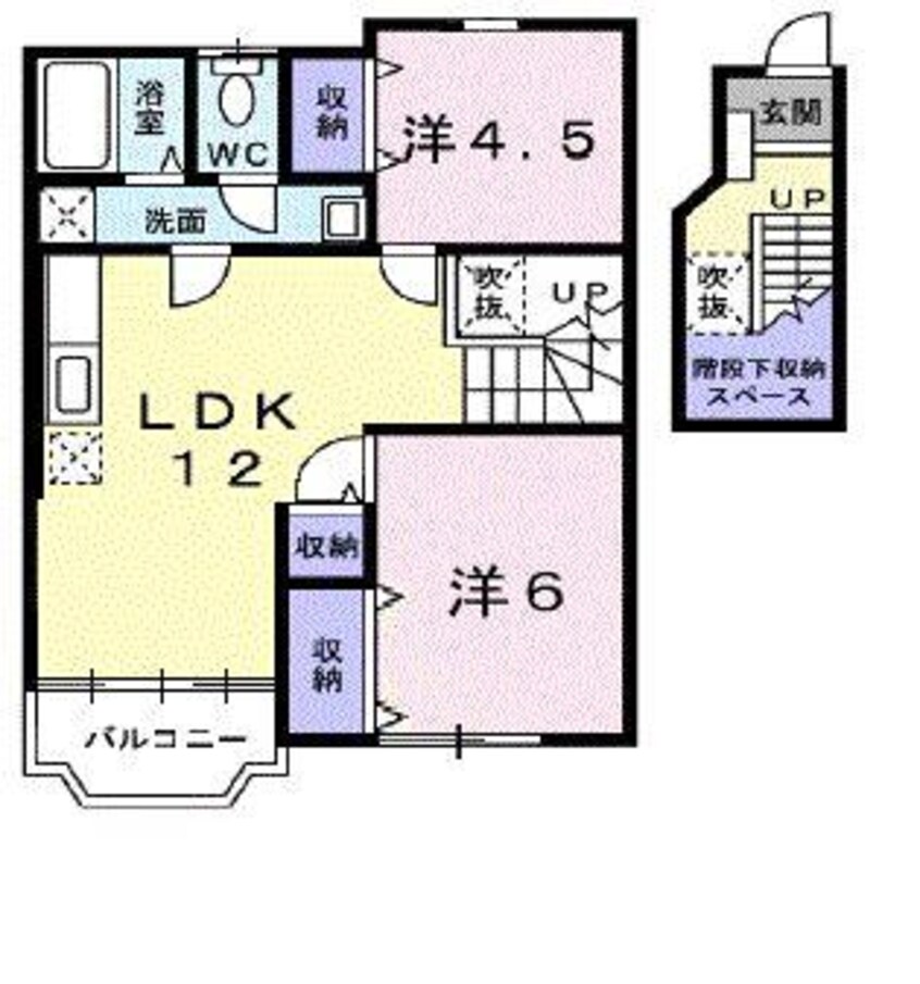 間取図 呉線/竹原駅 バス16分荘野小学校下車:停歩3分 2階 築21年
