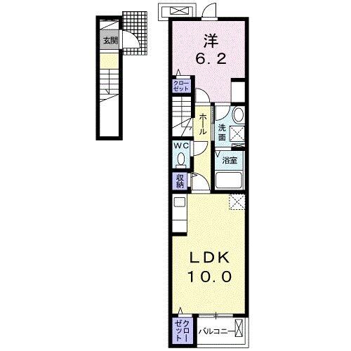 間取り図 呉線/竹原駅 徒歩3分 2階 築6年
