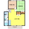 パナハイツウメダＢ 2LDKの間取り