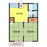 ロイヤル広瀬Ａ 2DKの間取り