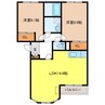 オアシス瑞穂 2LDKの間取り