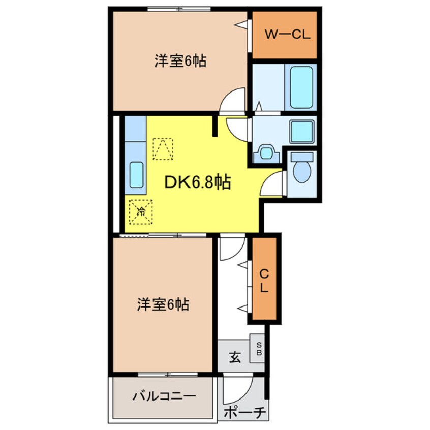 間取図 ラブリーメゾンヒノキＢ