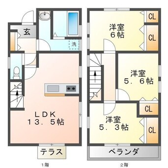 間取図 リーブルファイン中西郷　１号棟