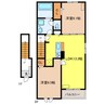 ノアムールカB 2LDKの間取り