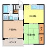 服部ハイツ 2DKの間取り