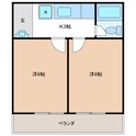 Comodo2（旧コーポ田垣）の間取図
