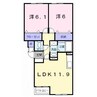 ジェルメ日乃出町 2LDKの間取り