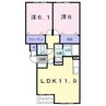 ジェルメ日乃出町 2LDKの間取り