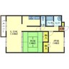 ロクゴーリーブル梁川 2LDKの間取り