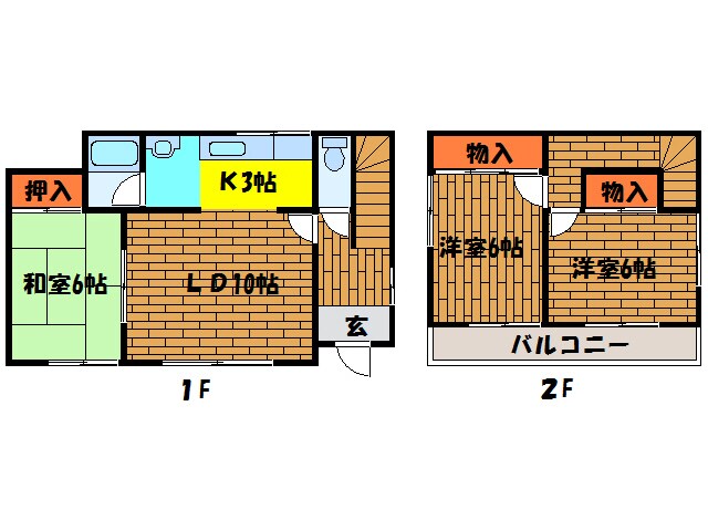 間取り図 山の手1丁目38貸家