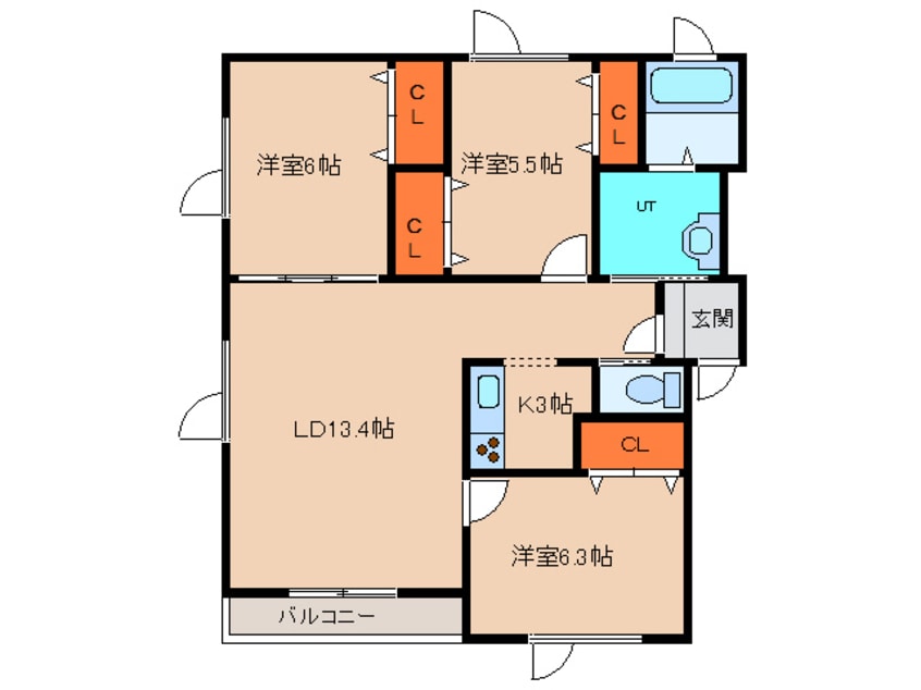 間取図 アンソレイユ