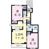 アンカームリー1号館 2LDKの間取り