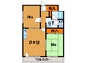 パレス柏木 2LDKの間取り