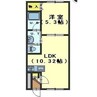 ルカ的場 1DKの間取り