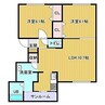 アルカサール金堀 2LDKの間取り