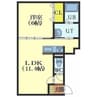 ララポ 1LDKの間取り