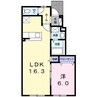カーサリッカⅡ 1LDKの間取り