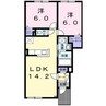 カーサ富岡 2LDKの間取り