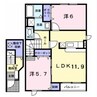 プランドール 2LDKの間取り