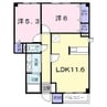 ベルクール石川2号館 2LDKの間取り