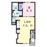 エルムプラシード13号館 1LDKの間取り
