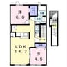 プライムガーデン 2LDKの間取り